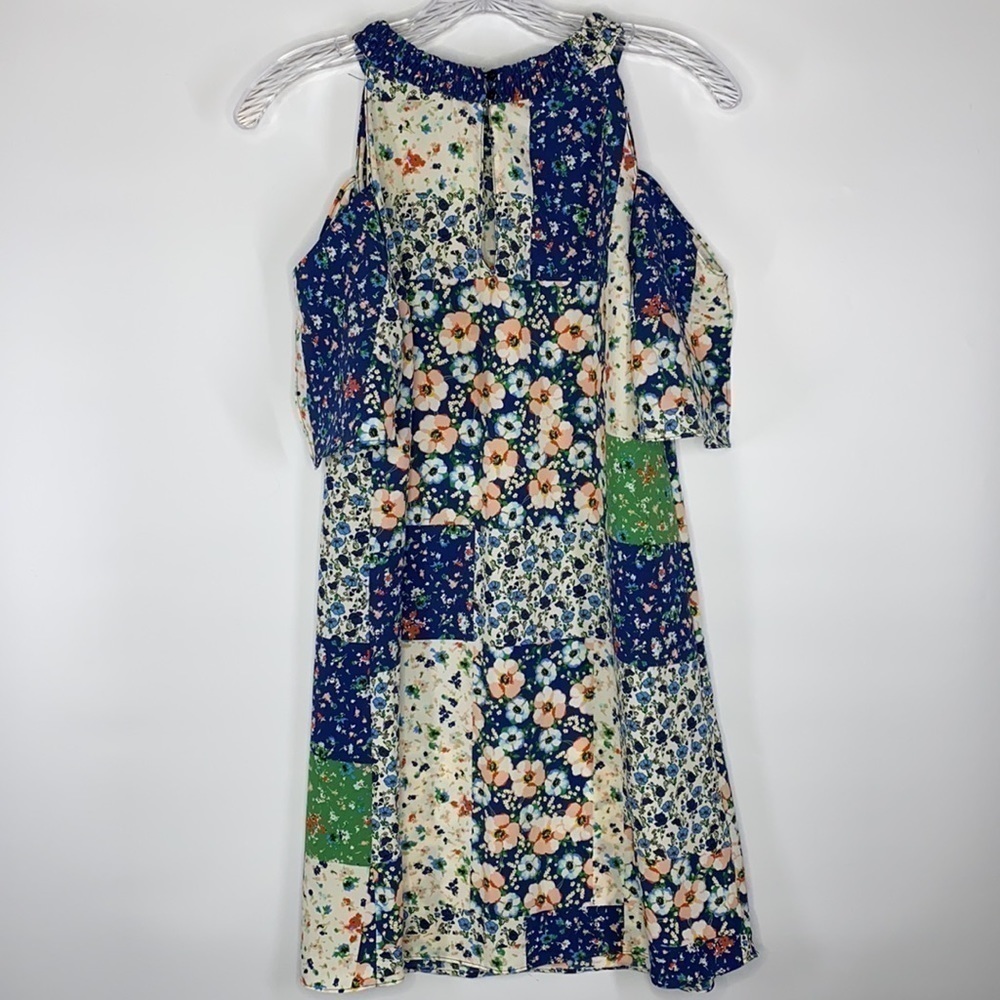 Zara Basic Cold Shoulder Patchwork Floral Dress S… - image 5